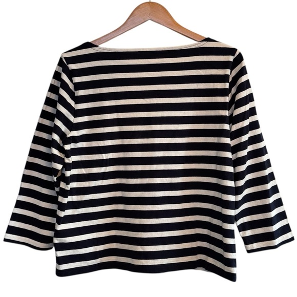 JCrew Women’s Long Sleeve Mariner Cloth Stripes Navy Blue Cream Size Large - Picture 2 of 7